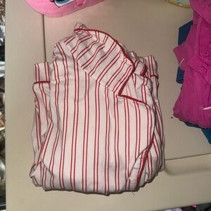 SHEIN White and Red Striped Women's long sleeve long pants Pajama set